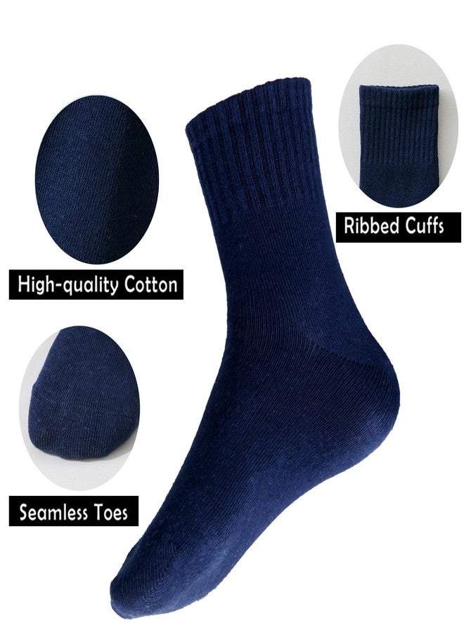 EPEIUS Unisex Kids Crew Socks Toddler Boys Dress Sox Soft Cotton Seamless School Socks for Girls 1T 2T 3T Navy 6 Pairs XS - Image 3